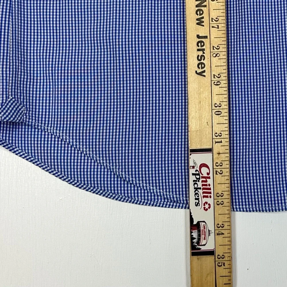 J. Crew Haberdashery Mens XL Blue Gingham 80s 2-Ply Cotton Button Down Shirt VTG